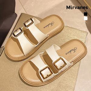 [정상가 129000원] 미르바네스슈즈 골드 버클 더블 스트랩 슬리퍼_2cm