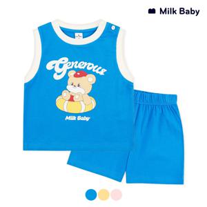 수영좋아 곰돌이 유아민소매 실내상하복(3color)