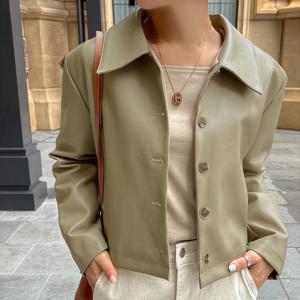 [~66][자체제작] 크롭 레더 자켓