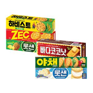 롯샌 순우유맛 105g x1+롯샌x1+빠다x1+제크x1+하비스트x1+야채크래커x1