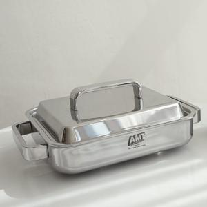 [류니키친공구]  316Ti스텐 통5중 프로 사각 그리들팬(뚜껑포함)