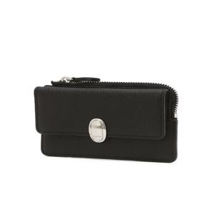 뉴욕 액세서리 [[25FW]] JAWA5F113BK [TATE] 블랙 가죽 오발 장식 지퍼 카드지갑