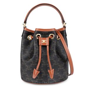 숄더백 틴 클라라 트리옹프 캔버스 카프스킨 탄