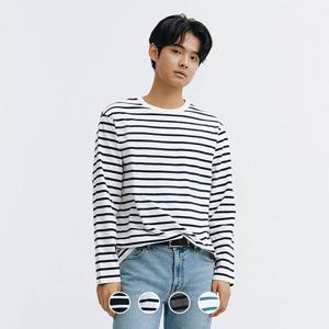 024913 코튼 크루넥 스트라이프 긴팔 티셔츠