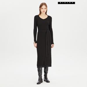 아울렛 우븐 배색 니트 원피스 SAKO02341_BK