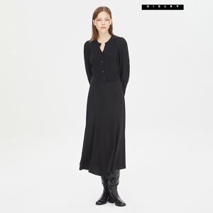 아울렛 포튼 니트 배색 원피스 SAOP33361_BK