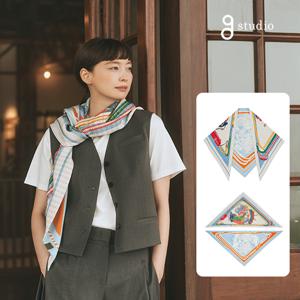 울실크 트라이앵글 스카프(블루 only)