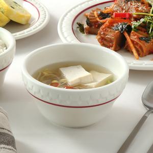 쉐난고 카디날 빈티지 레드 라인 국 그릇 대접 12.5cm