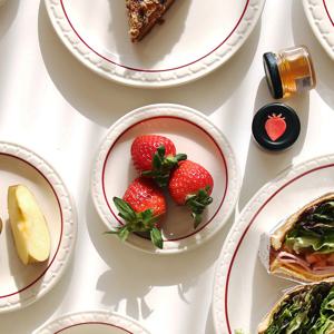 쉐난고 카디날 빈티지 레드 라인 플레이트 원형접시 S 14cm