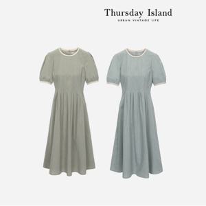 [최초가-399000원][Thursday Island] 라운드넥 배색 턱 원피스(T234MOP302W)