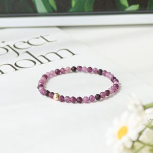 14k 골드필드 컷팅 자수정 원석팔찌 4미리 크리스탈 파워스톤 천연석 레이어드 얇은팔찌