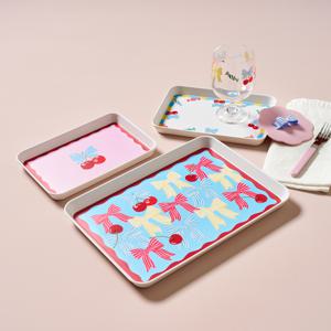 리본체리 멜라민쟁반 3P세트