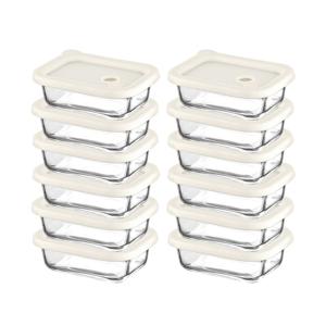 내열오븐유리 촉촉한 즉석한끼용기 직사각형 370mlx6p -2개 밥용기 유리용기 냉동밥보관 찜기 반