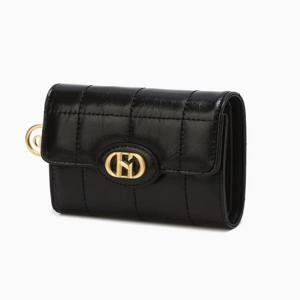 [쇼핑백동봉] 블랙 퀼팅 소가죽 3단 반지갑 HIWA6E759BK