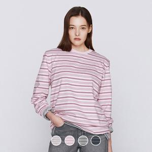 326506  여 크루넥 멀티 스트라이프 긴팔티