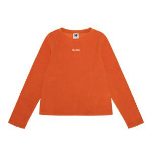 레터링 플리스 롱 슬리브 티셔츠 우먼 ORANGE