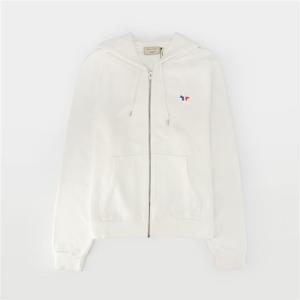 트리컬러 폭스 패치 후드 집업 AW00304KM0001 WH