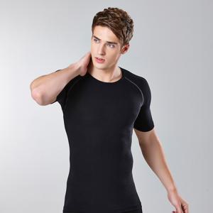 남자 얇은 겨울 발열 내복 반팔 상의 보온 내의 검정