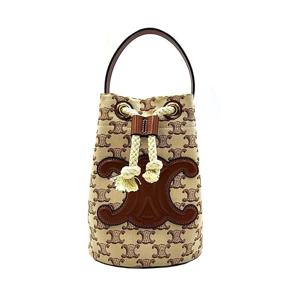 [중고명품]  틴 드로우스트링 트리옹프 캔버스 버킷백 브라운