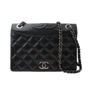 [중고명품]  은장 블랙 퀼팅 램스킨 숄더 겸 크로스백 21번대