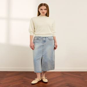 슬릿 미디 데님 스커트 SSMSKQ12010