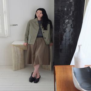 울 혼방 플리츠 롱 스커트 SWWSKQ11010