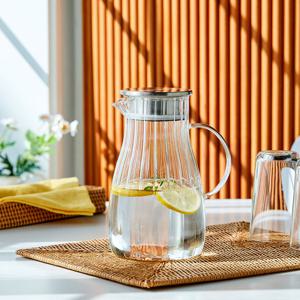 내열유리 빈티지 웨이브 핸들 물병