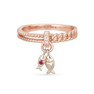 14k 더블체인 물고기 애끼반지