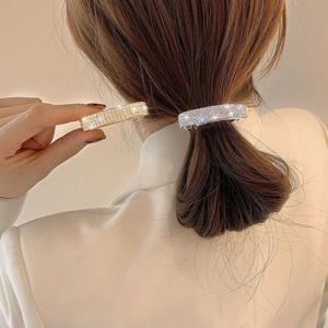 [브리치] HOTBBA / 여성 반머리 포니테일 반달 큐빅 자동핀 URK 285