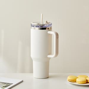 TO GO 대용량 투웨이 리드 텀블러 1200ml 빨대 포함 크림