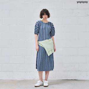 yoyoyoy여성[최초가 149000원] 고방 체크 반팔 플리츠 롱 원피스 네이비_AI02WNPOP09