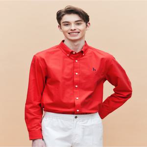 남성 HZSH5A202R2 [아이코닉] 레드 솔리드 옥스포드 셔츠