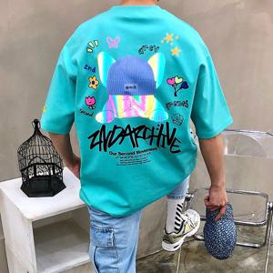 [브리치]  / 박스 비니 불독 스카치 형광 낙서 남자 여름 반팔티