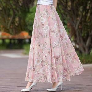[브리치] 제로투올샵 / 여름 하이웨스트 쉬폰 스커트 롱스커트 핑크 모란