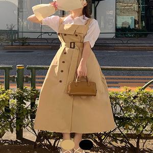 트렌치 레이어드 민소매 원피스(S4FOP003A)