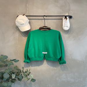 [브리치]  / 필레트 라운드넥 크롭 뒤트임 라벨 맨투맨 티셔츠 4color