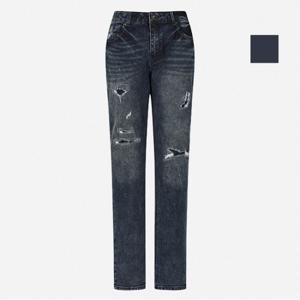 공용 구제패치 슬림핏 데님팬츠 (NQI618)