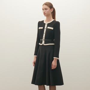 [샤틴]콤비 배색 벨티드 원피스 S254B603