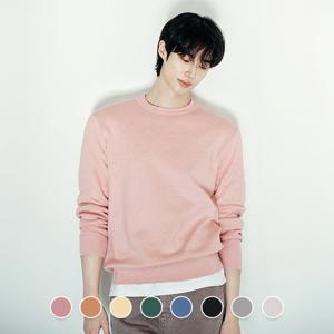 남성 봄 간절기 소프트 립 스판 라운드넥 니트 스웨터 056501