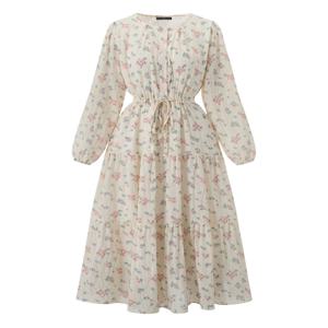 잔꽃 셔링 허리 스트링 롱 원피스 (DQ1OW004A)