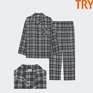남성긴팔잠옷 순면잠옷 60수 주자직 나염 봄 가을 파자마 한벌 세트 카라 체크