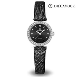 [공식정품] 디유아모르 DAW3201L-BK 여성 다이아몬드 가죽시계