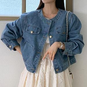 [브리치] 렐라웨어 / 2color 캘림 라운드 카라 데님 자켓 RYFW19