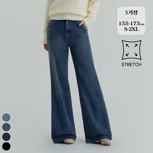 [브리치]  / (노컷진27탄) 3기장 밴딩 스판 와이드 부츠컷 여성 데님 팬츠