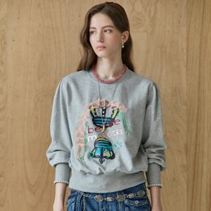 크라운 아플리케 자수 맨투맨 티셔츠