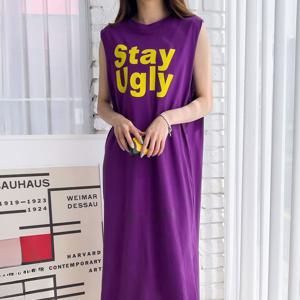 [LBRAND] 면100 스테이 이중 나시 롱원피스/민소매원피스