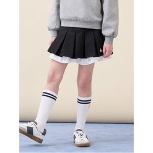 키즈  배색 플리츠 스커트 - 블랙 (BI6227G035)