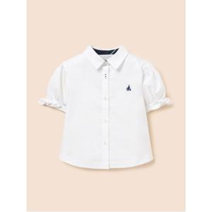 키즈  [Essential] 여아 옥스포드 반소매 셔츠 - 화이트 (BI6365GE11)