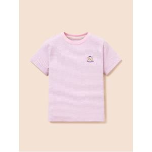 키즈  [Essential] 달이 포인트 멀티 스트라이프 티셔츠 - 라이트 핑크 (BI6342GE1Y)