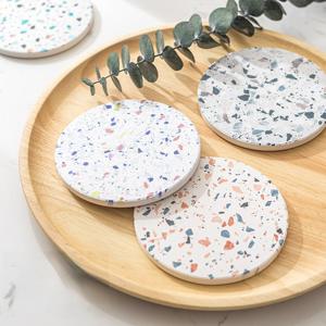 감성 테라조 규조토 코르크 비누 욕실 물 유리 커피 컵 받침 찻 잔 티코스터 악세사리 트레이 매트